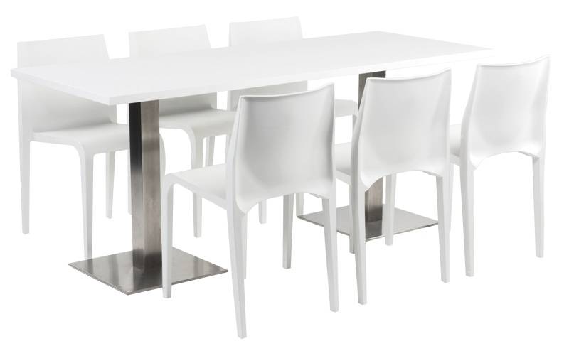 Location de table moderne blanche inox sur Marseille et sa région