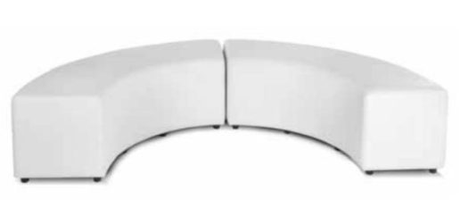 Location de banquette arrondie en simili cuir blanche à Marseille et dans la région PACA