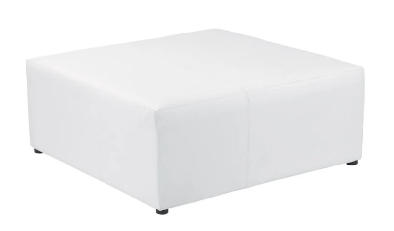 Location de grand pouf carré en simili cuir blanc à Marseille et la région SUD