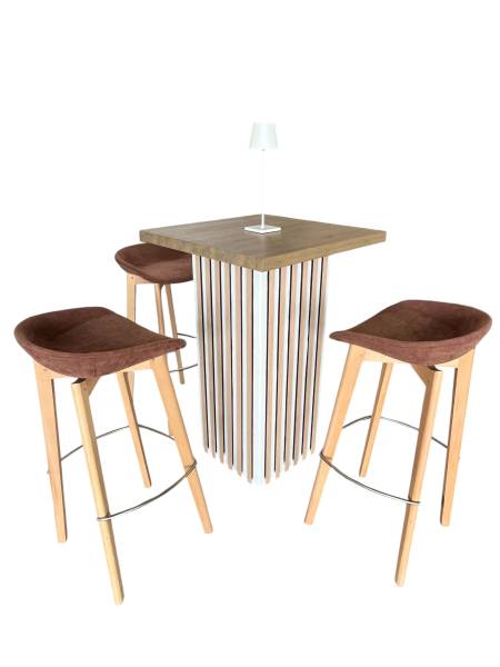 Location de tabouret haut style scandinave en tissu terracotta à Marseille et dans la région PACA