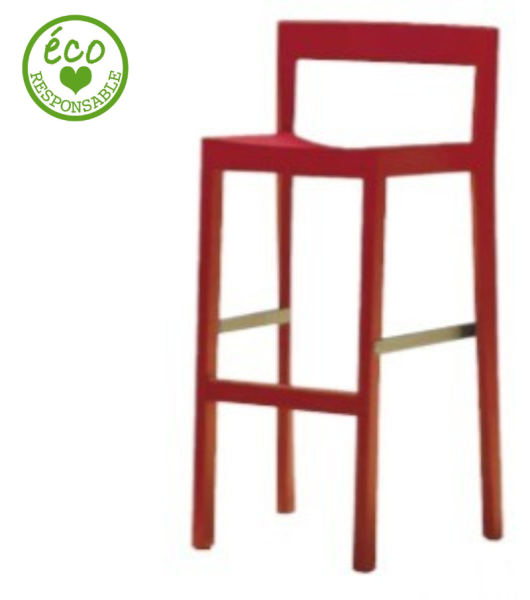 Location de tabouret haut en matière recyclée Poly rouge sur Marseille et la région PACA